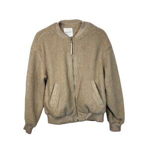 Avec Les Filles Faux Fur Sherpa Fleece Bomber Jacket, Beige, Size Small
